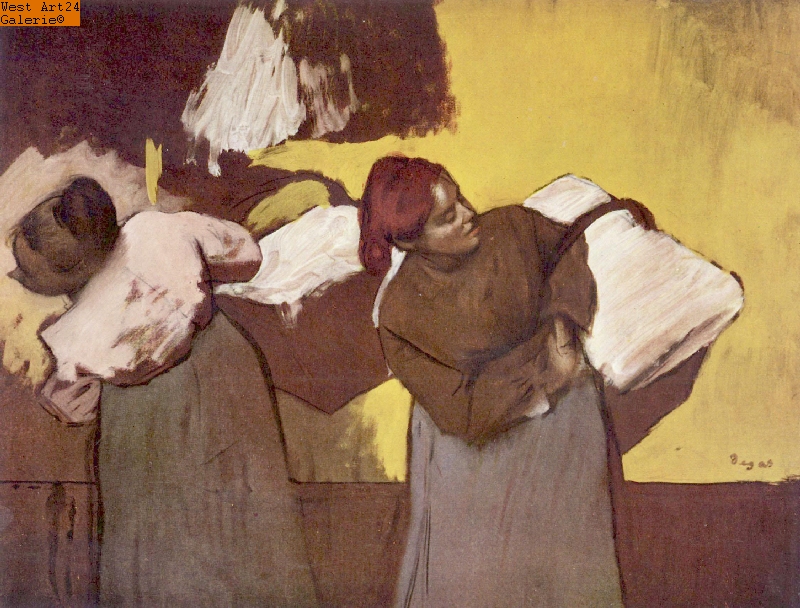 Wäscherinnen mit Wäsche nach Degas Gemäldeimitation